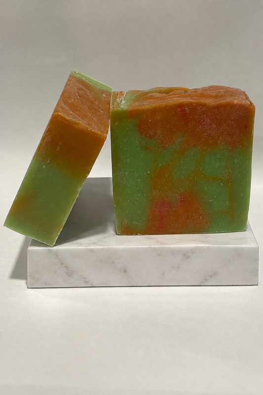 Pine and Apple soap with a matching marble base